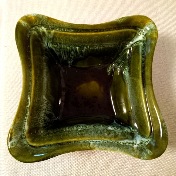 Vintage Wade Of California Green Drip Glazed Square Lidded Dish - Picture 4 of 7